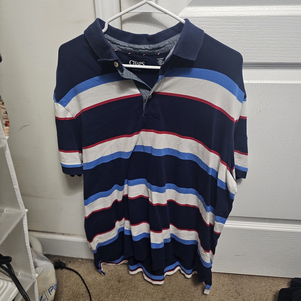Chaps Navy Striped Polo Shirt